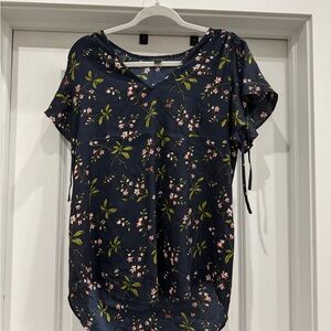 Ann Taylor Navy Floral Blouse